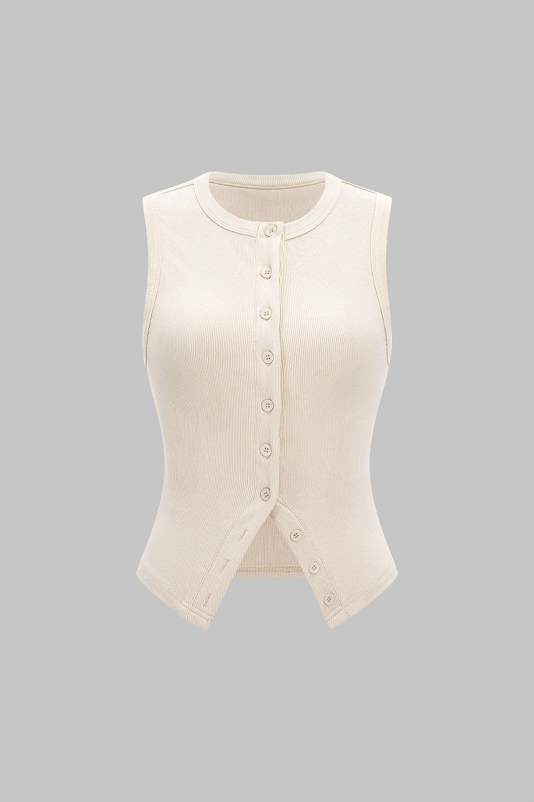 Yuvarlak Yaka Ribana Butonlu Atlet