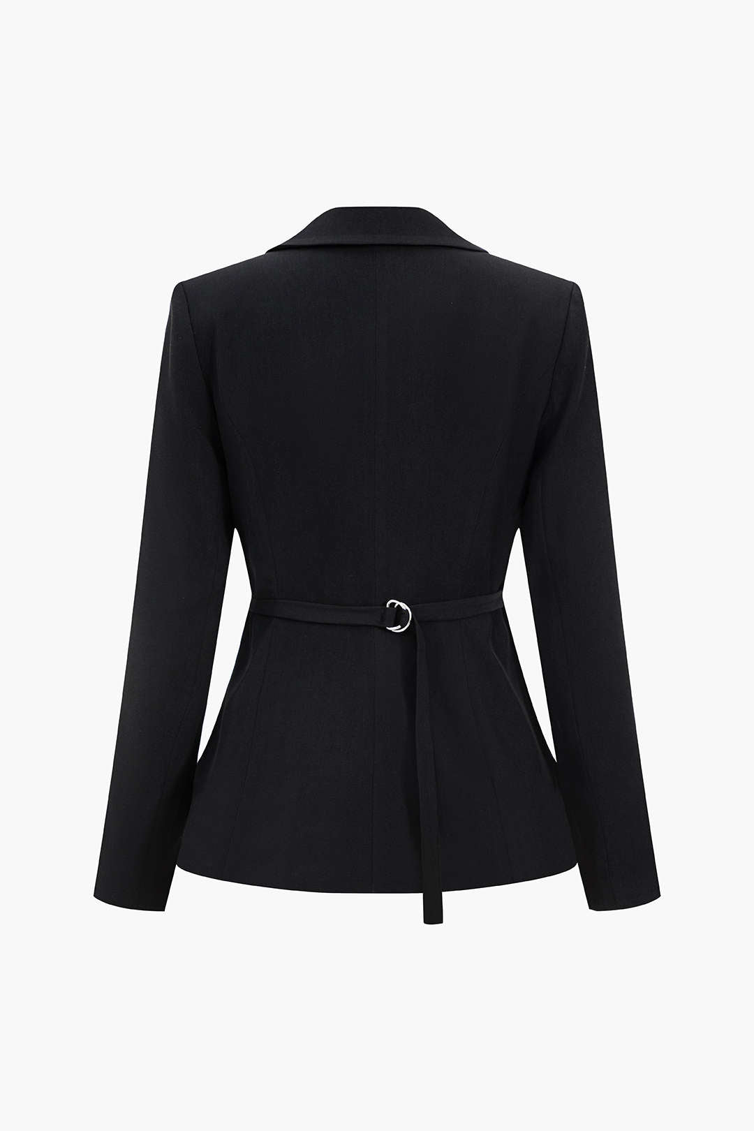 Siyah Çentikli Yaka Polyester Elastan Karışımı Blazer