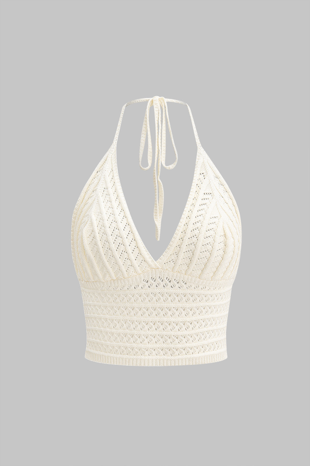 Örgü V Yaka Halter Dekolteli Sırt Açık Atlet