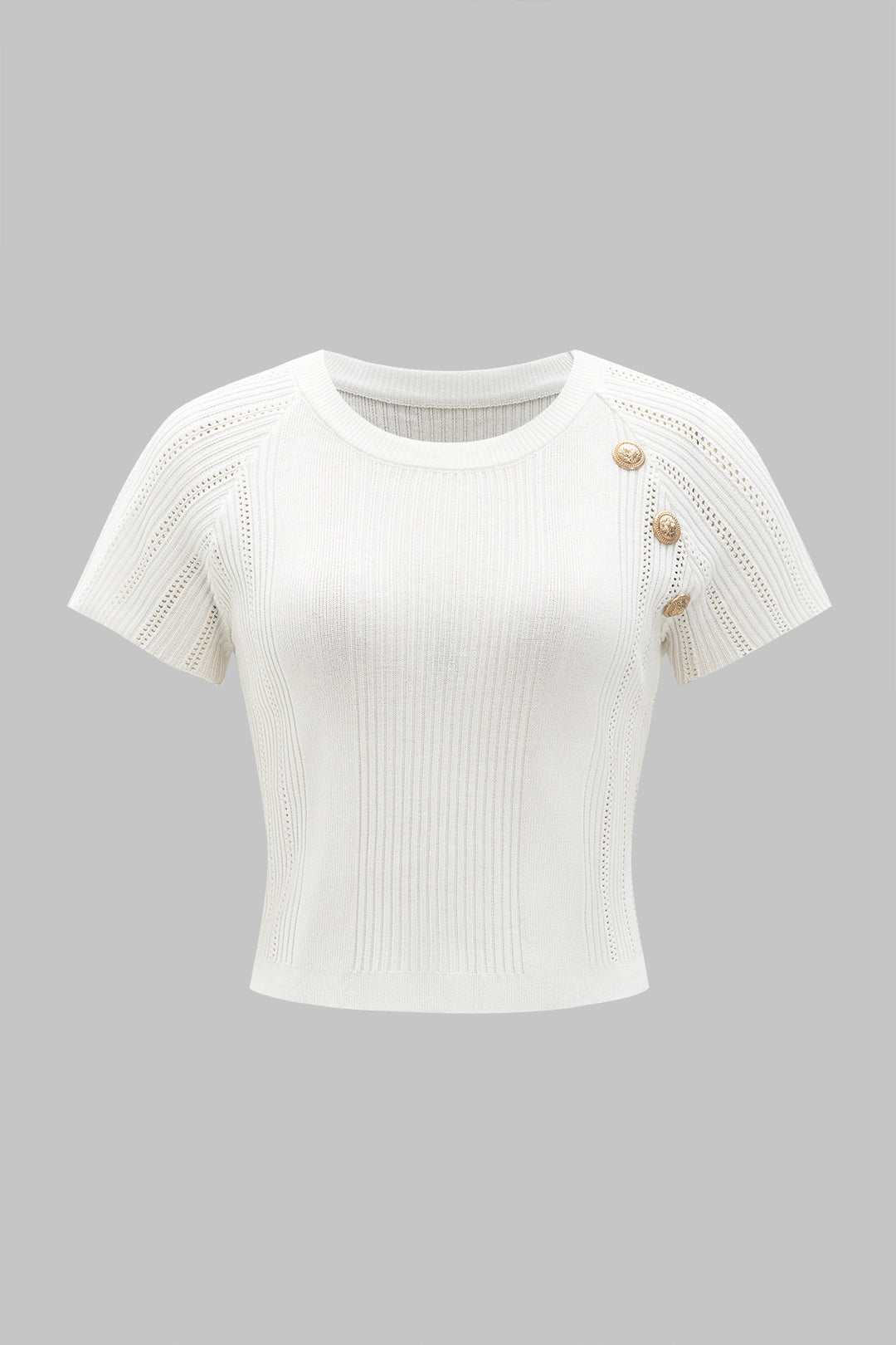 Örgü Metalik Düğmeli Üst Ve Etek Seti