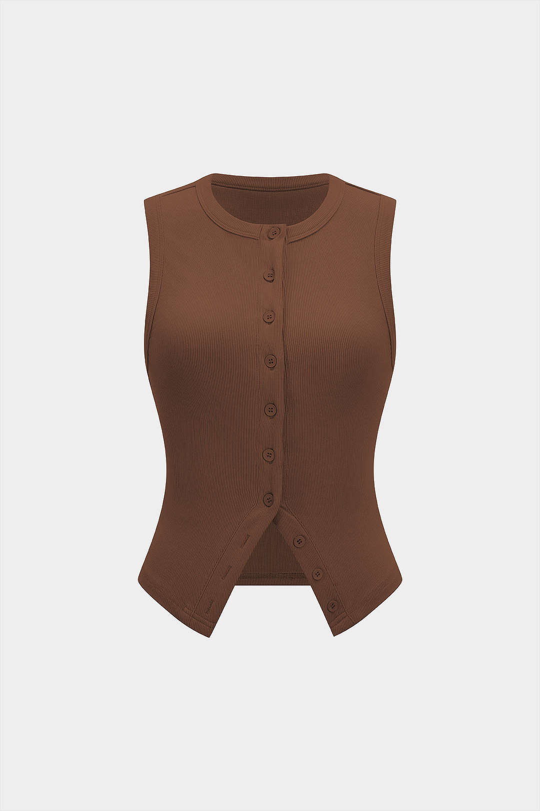 Yuvarlak Yaka Ribana Butonlu Atlet