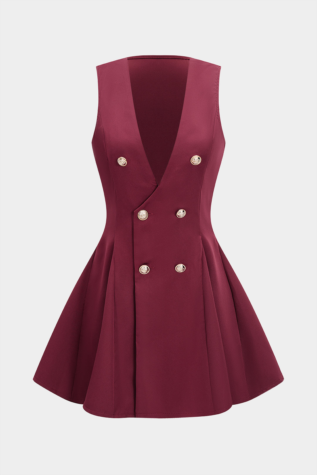 KoyuSiyah Kadife ParlakDokulu Pileli Düğmeli Vyaka Elbise