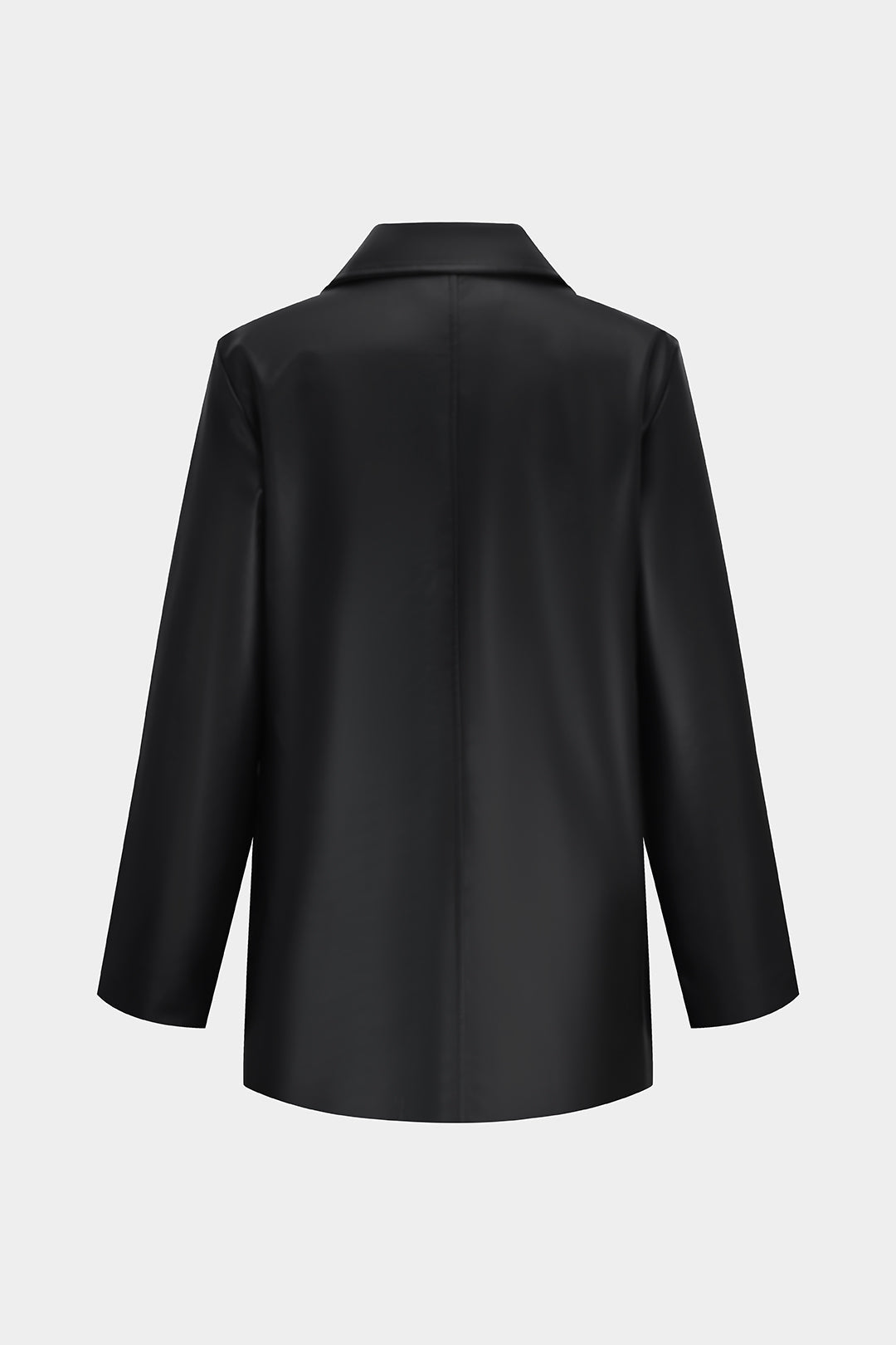 Siyah Suni Deri Şık Kesim Detaylı Günlük Şık Blazer