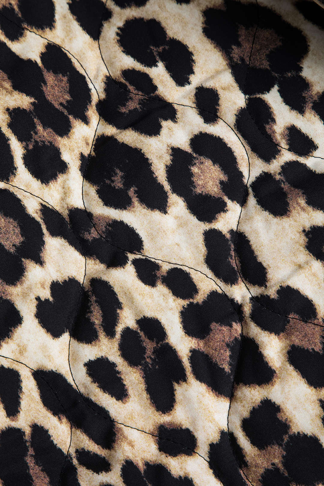 Kahverengi Leopar Desenli Kontrast Bantlı Polyester Kaban