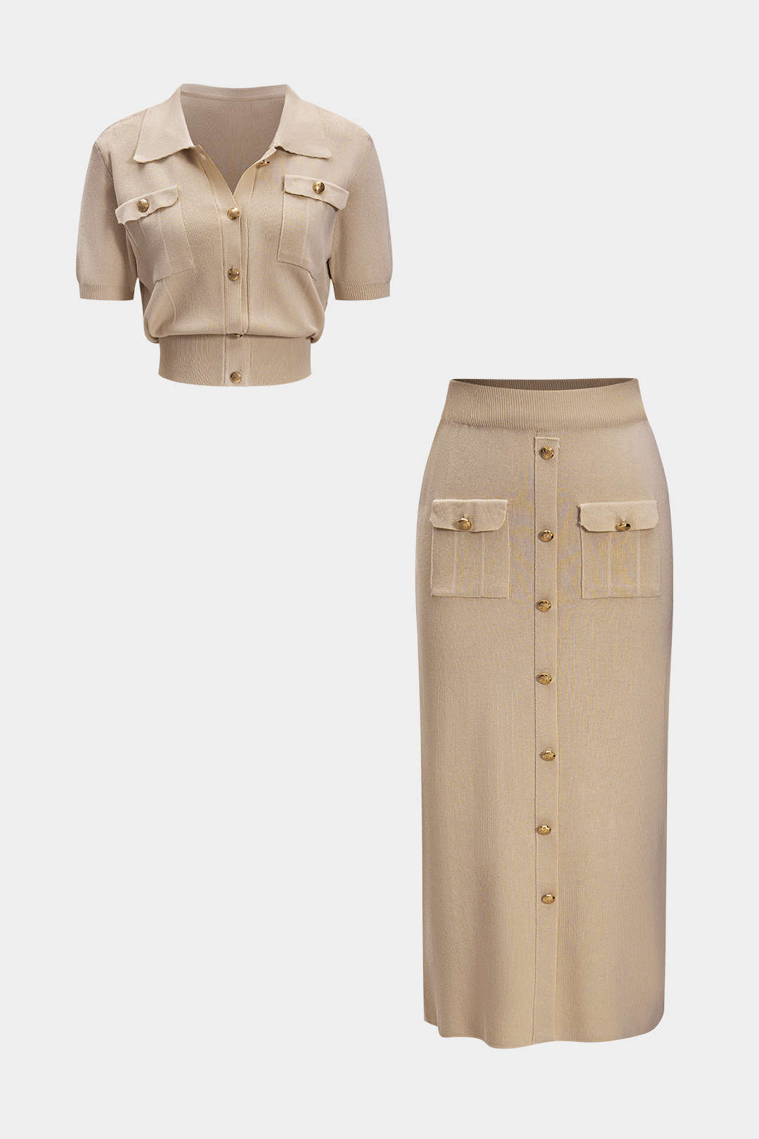 Örgü Metalik Detaylı Atlet ve Etek Takımı