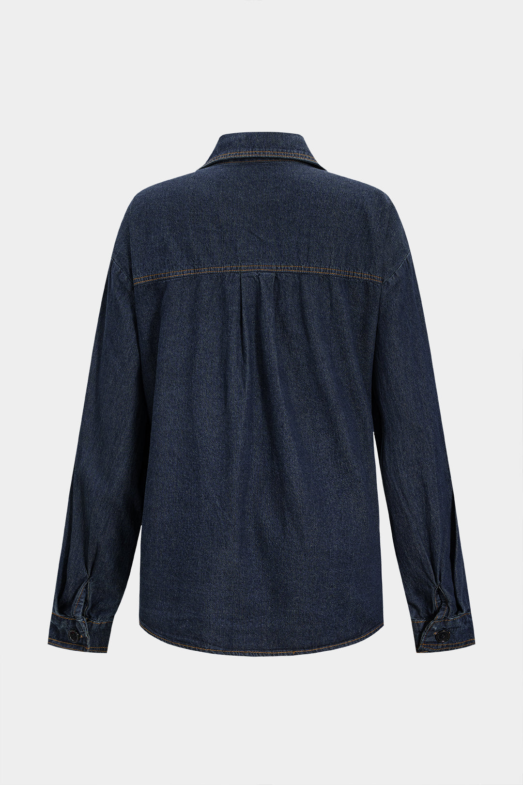 ÇokKoyu Lacivert Denim Asimetrik Gümüş Tokalı Kaban