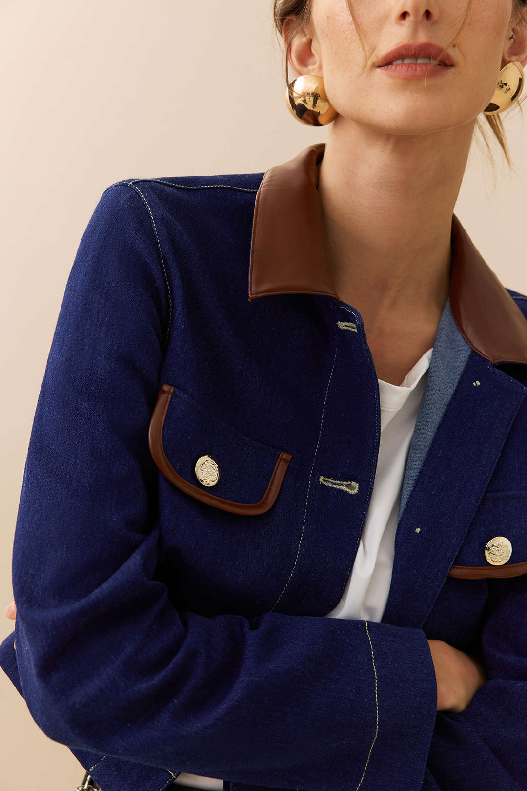Karamel Kahverengi Patchwork Düğmeli Cepli Yumuşak Kaban