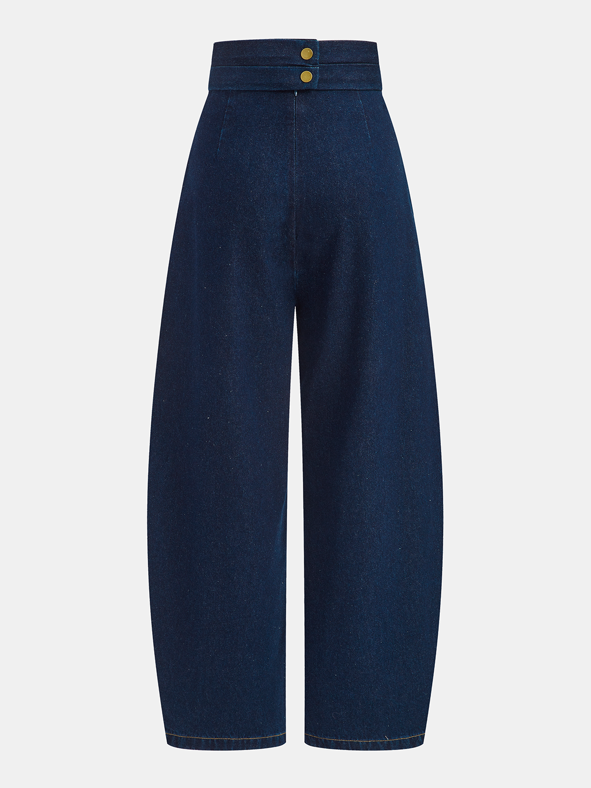 Lacivert Koyu İpeksi Denim Kumaş Yüksek-Bel Pantolon