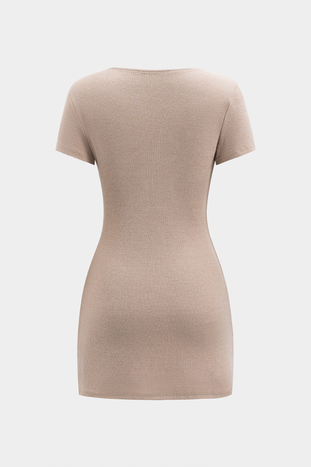 Düğmeli V-Yaka Kısa Kol Mini Elbise