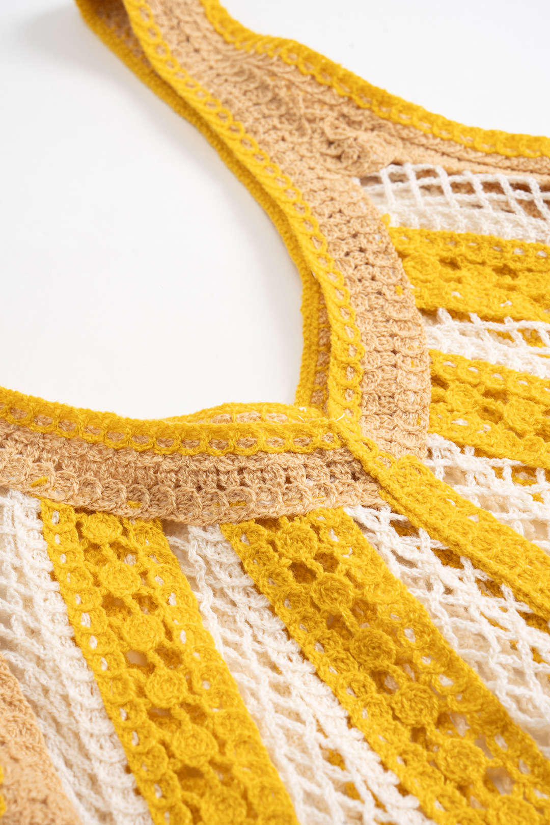 Örgü V Yaka Dantel Boşluklu Tank Top