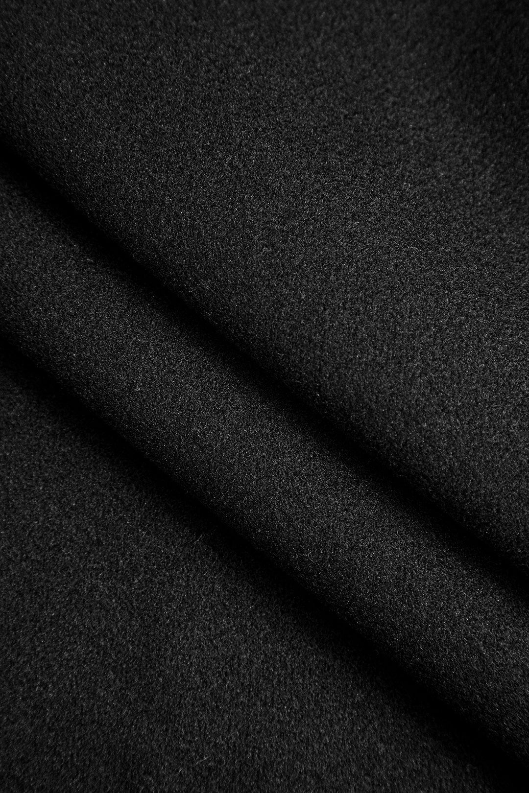 Siyah Asimetrik Bağlamalı Polyester Kumaş Sade Kaban