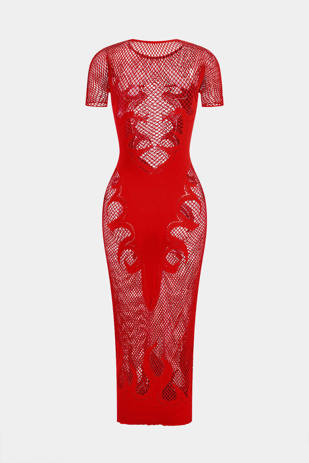 Örgü Kesik Şifon Kısa Kollu Elbise