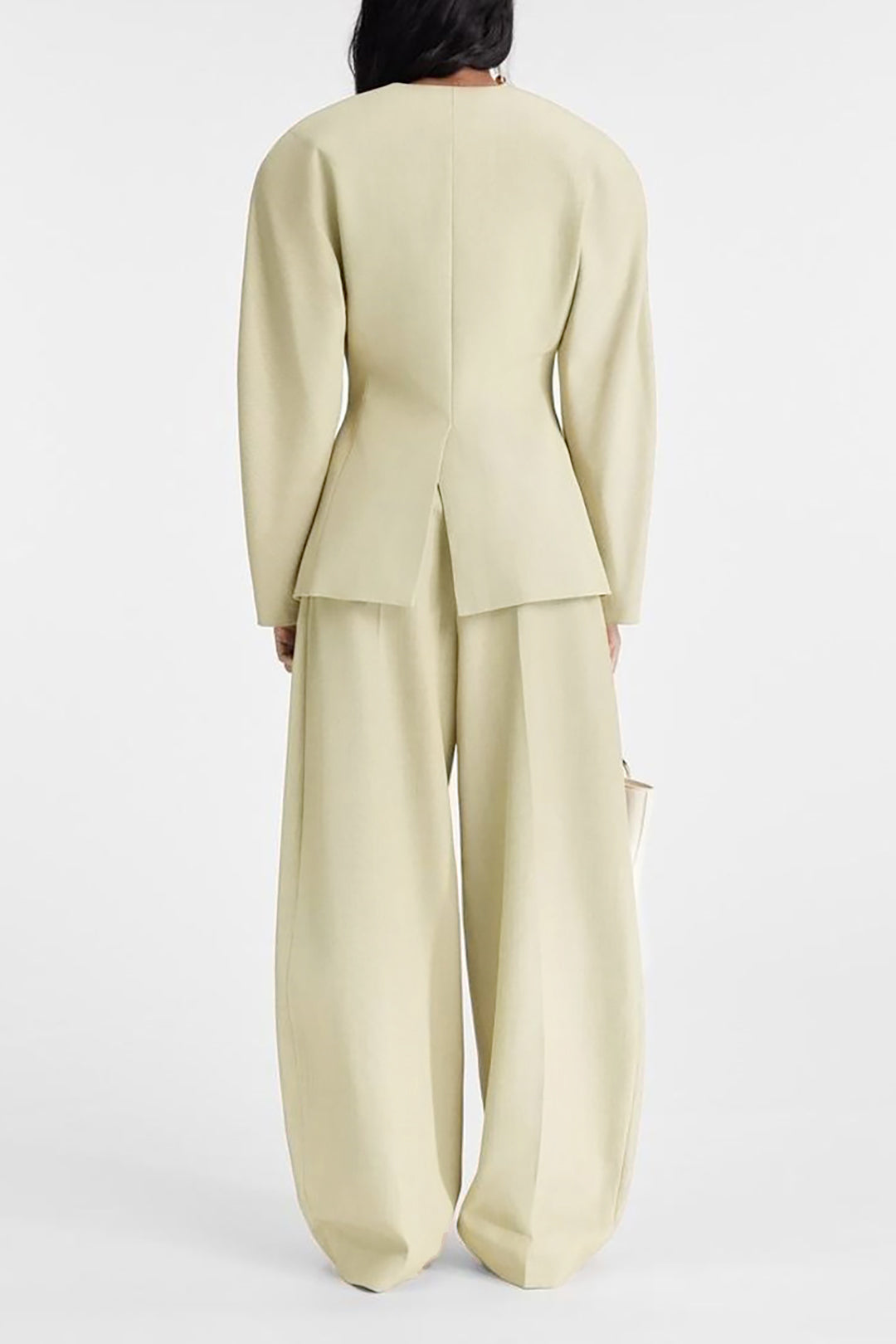 Koyu Siyah Uzun Polyester Cep Detaylandırılmış Blazer