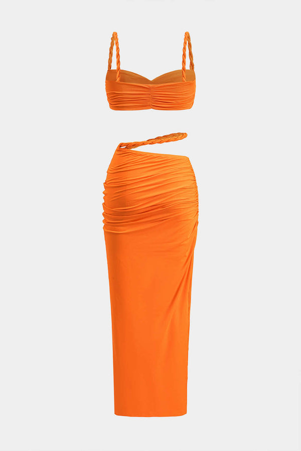 Sunset Crush: Saten Sırt Dekolteli Set