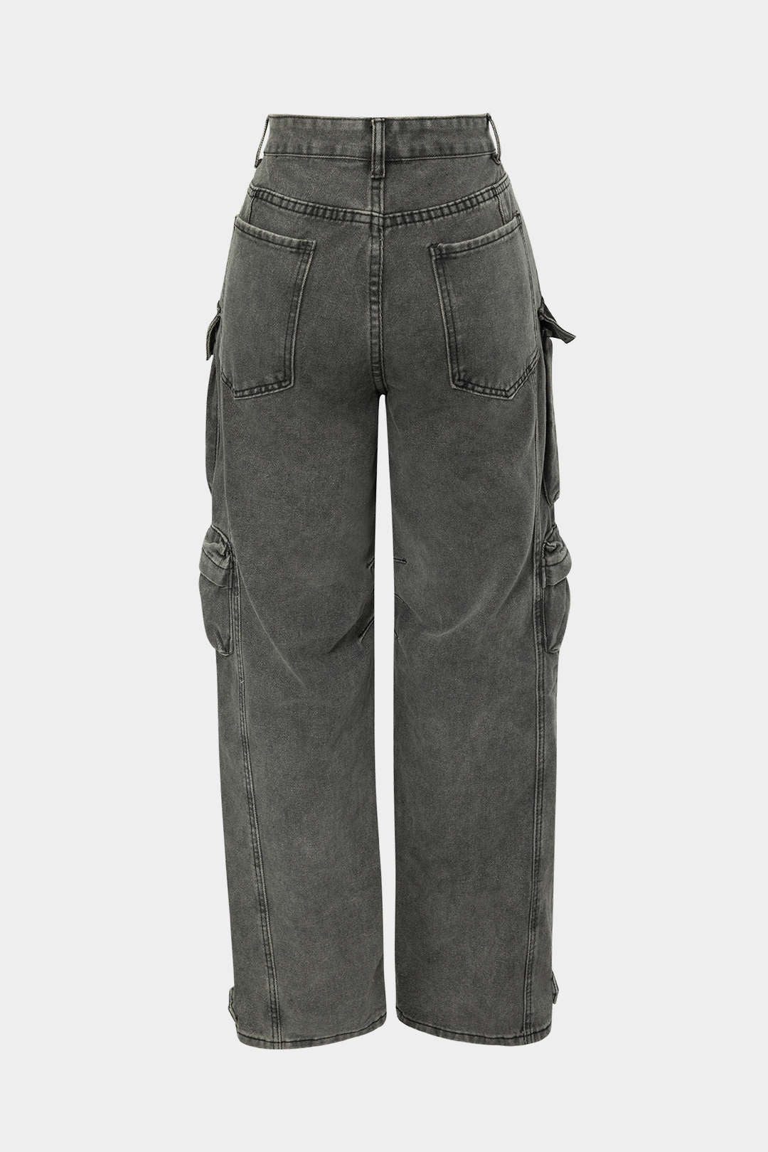 Çok Cepli Rulo Kenar Geniş Paça Kargo Jean