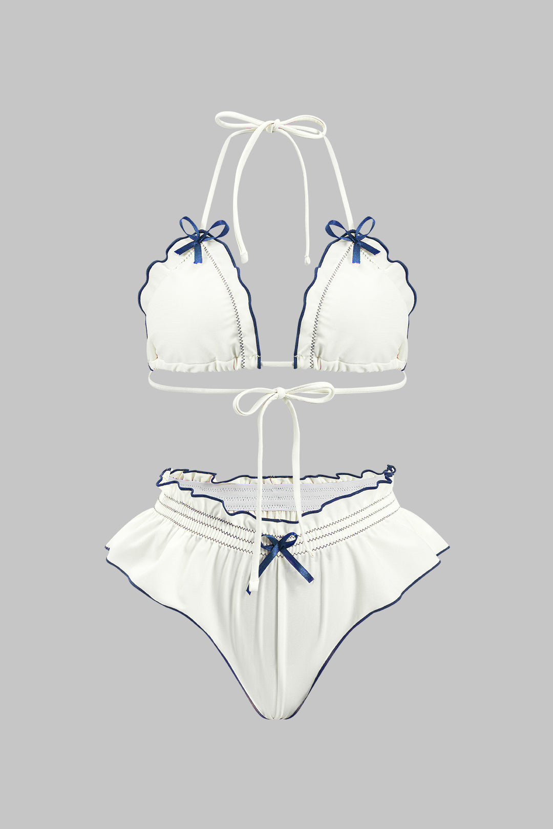 Volanlı Kırışık Bikini Seti