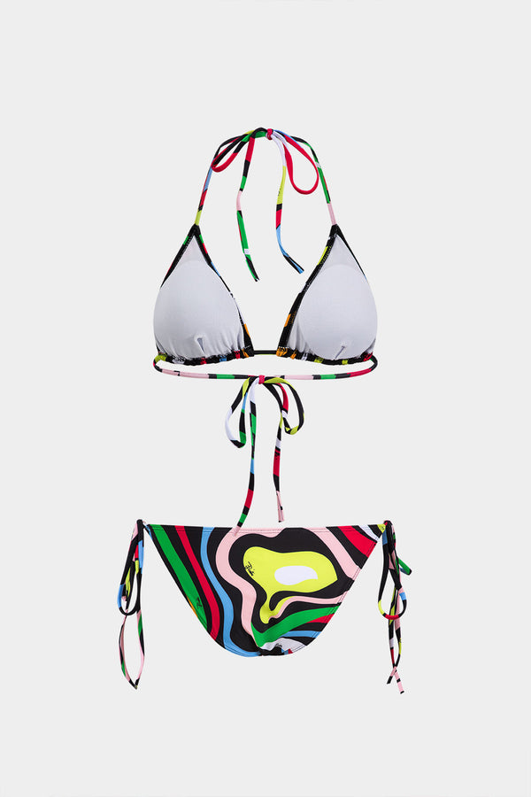 Çizgili Bağcıklı Bikini Takımı