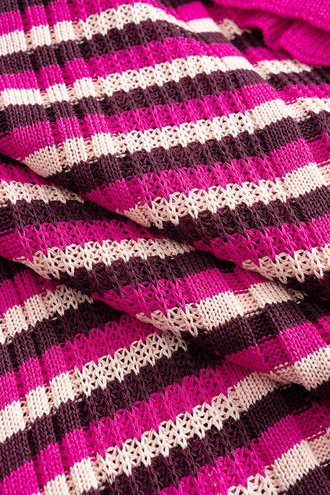 Çizgili Kontrast Baskılı Patchwork Triko Kısa Kollu Üst