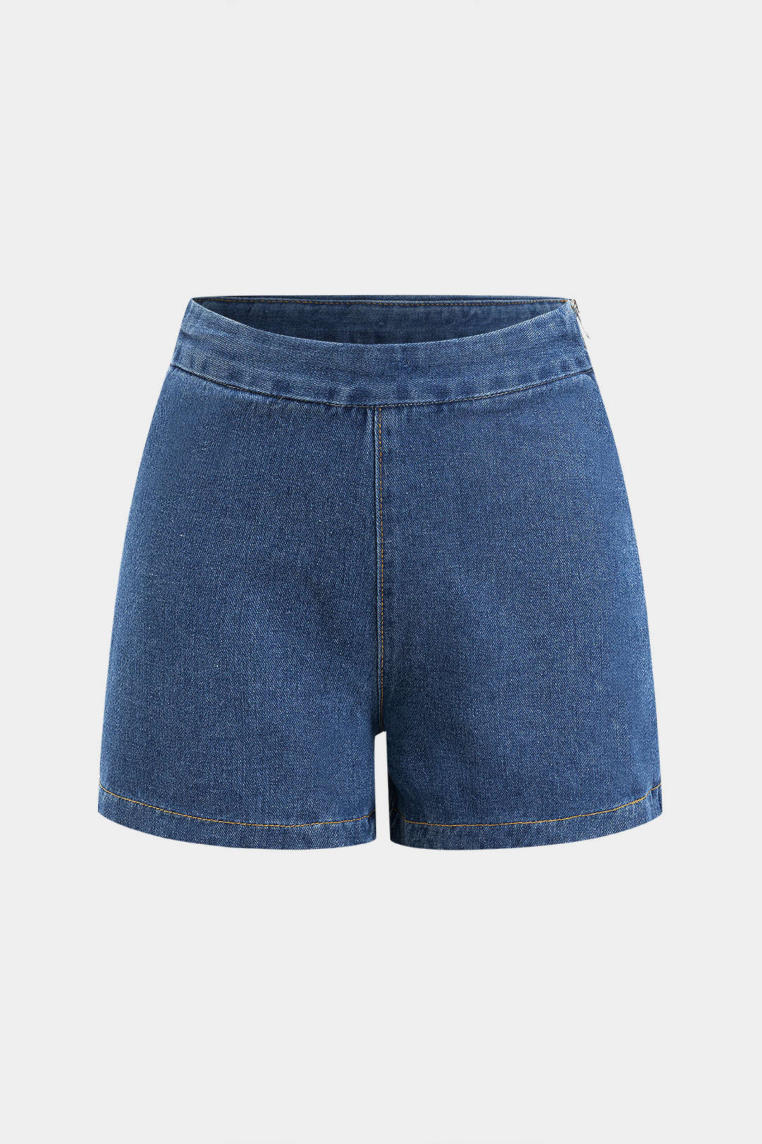 Denim Düğmeli Cepli Kemerli Atlet Üst ve Şort Takımı