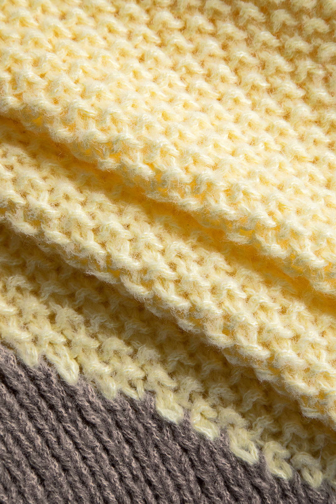 Örgü Patchwork Yuvarlak Yaka Uzun Kollu Kadın Bluz Şık