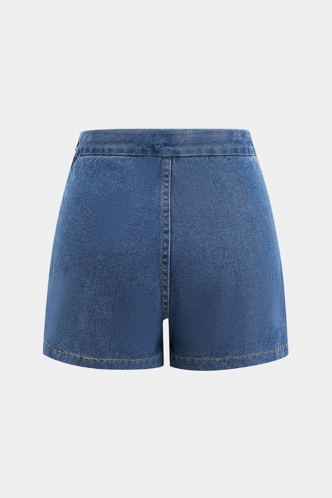 Denim Düğmeli Cepli Kemerli Atlet Üst ve Şort Takımı