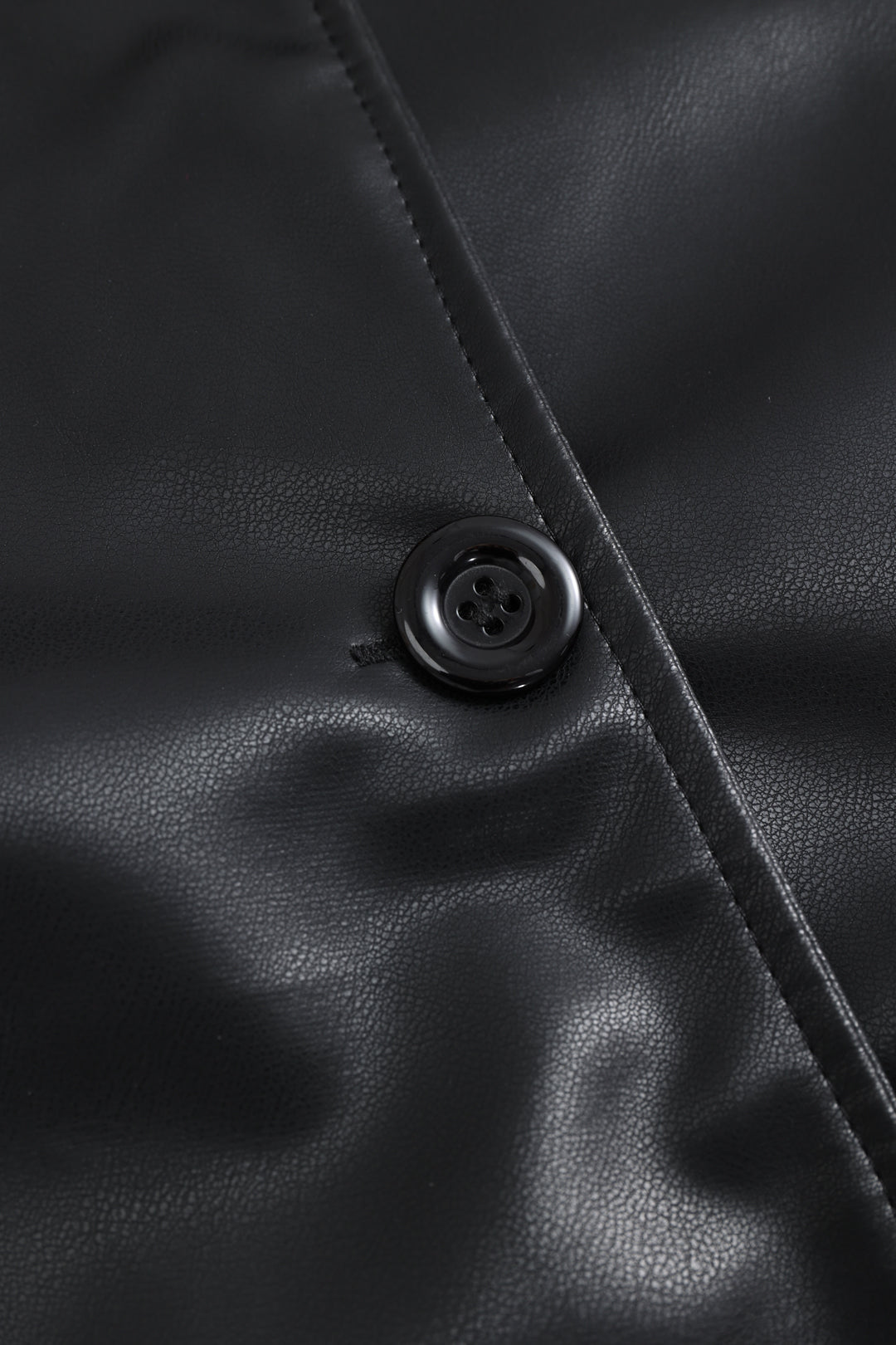 Siyah Suni Deri Şık Kesim Detaylı Günlük Şık Blazer