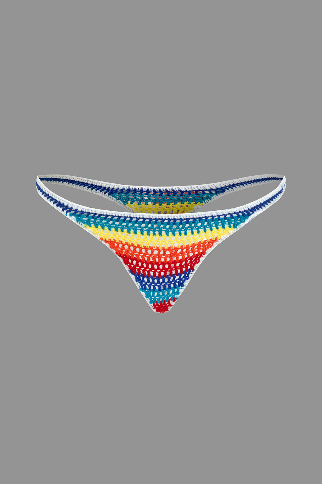Gökkuşağı Çizgili Kroşe Bikini Seti