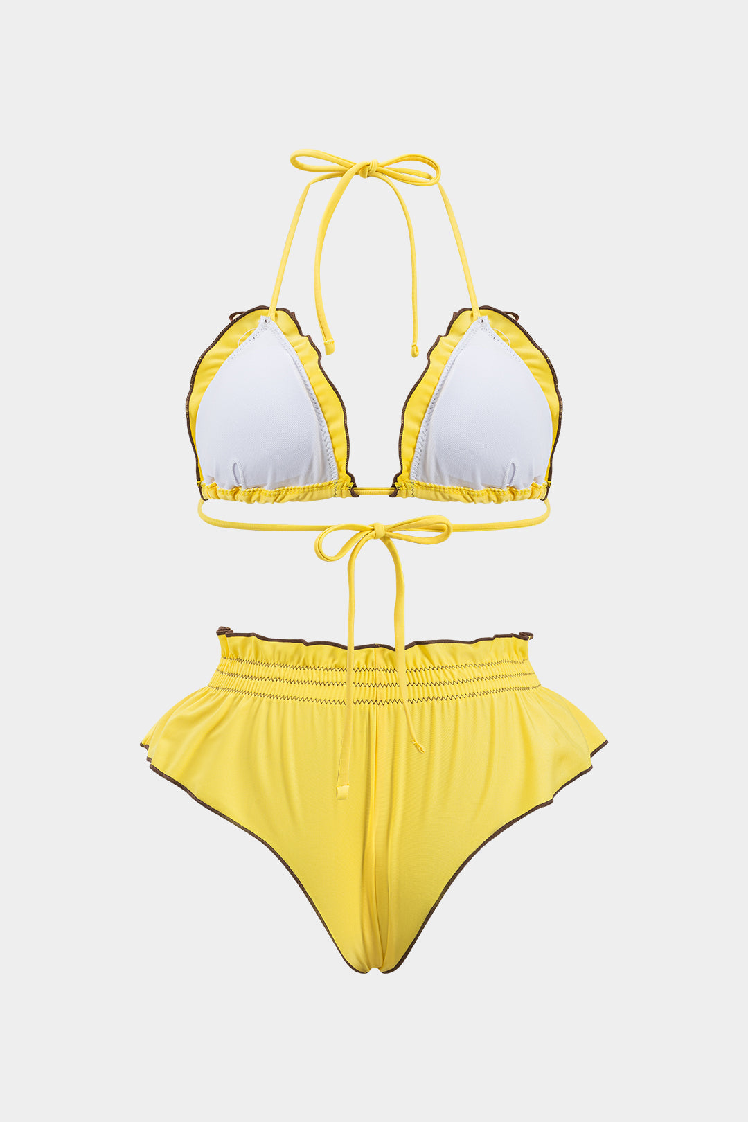Volanlı Kırışık Bikini Seti