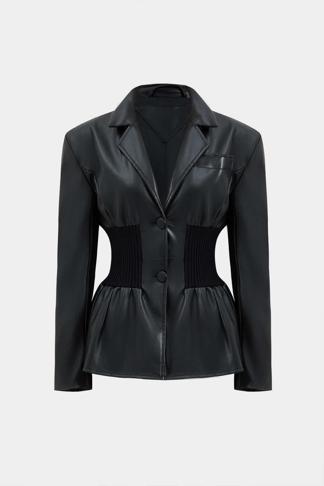 Antrasit Siyah Suni Derili Patchworklı Blazer Modeli