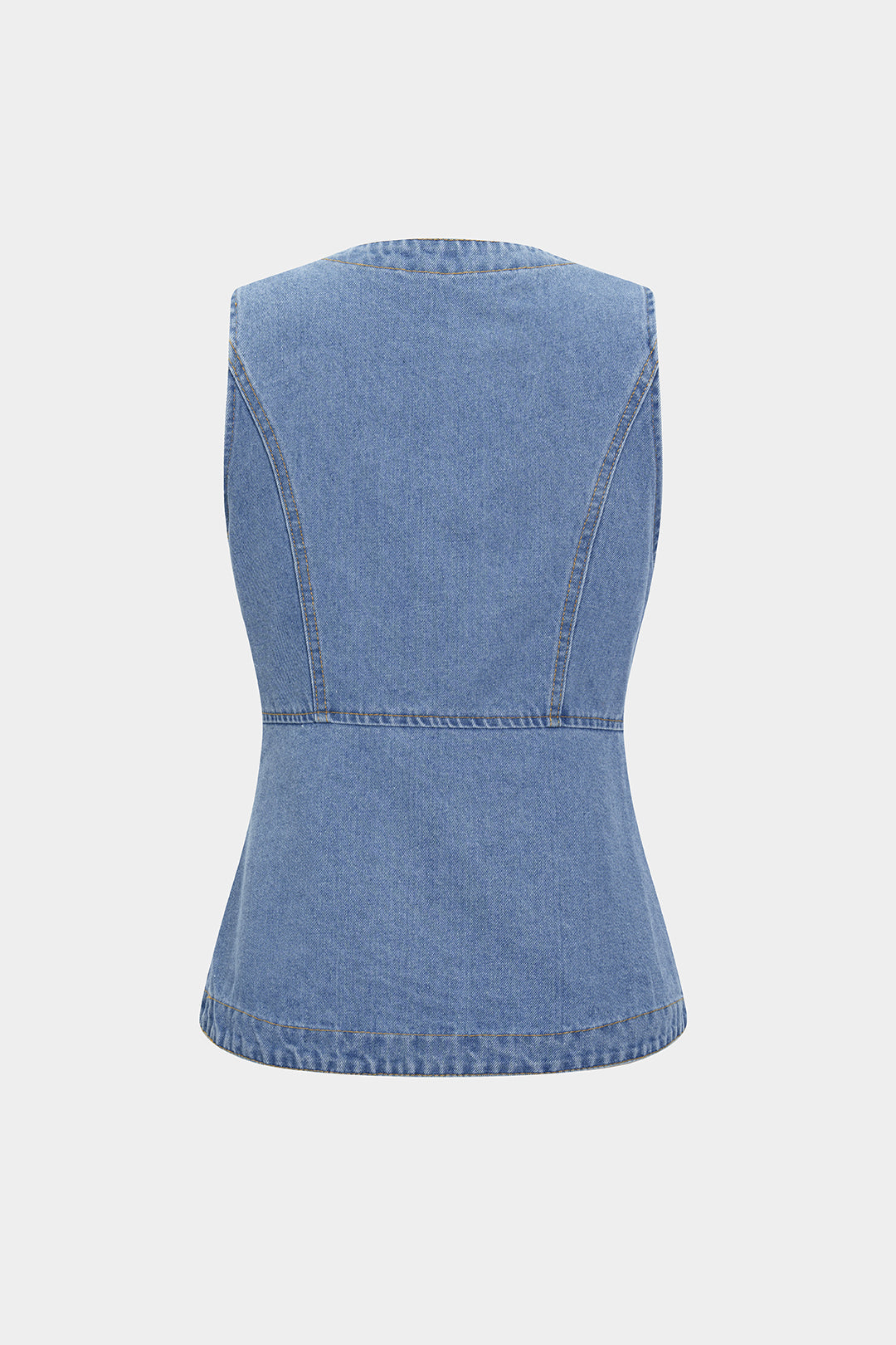 Koyu Lacivert Düğmeli Süperpremium Denim Kumaş Yelek
