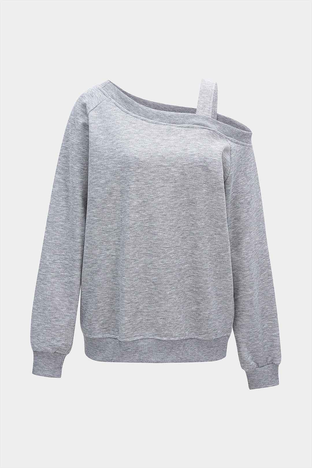 Asimetrik Omuzlu Uzun Kollu Sweatshirt Kadife Dokunuşlu