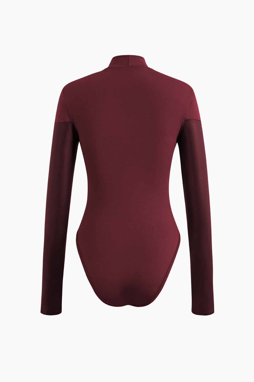Suni Deri Panel Detaylı Uzun Kollu Mock Yaka Bodysuit