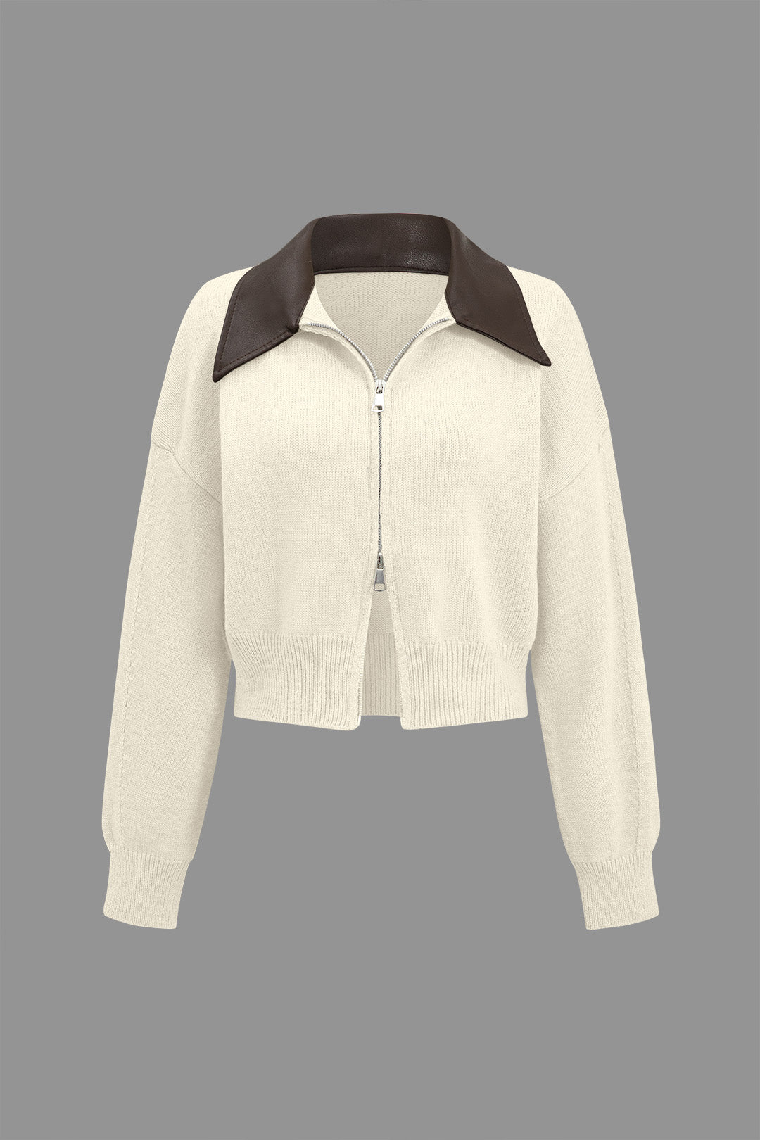 Koyu Gri PatchworkDesenliÇiftFermarlıDokulu Triko Hırka
