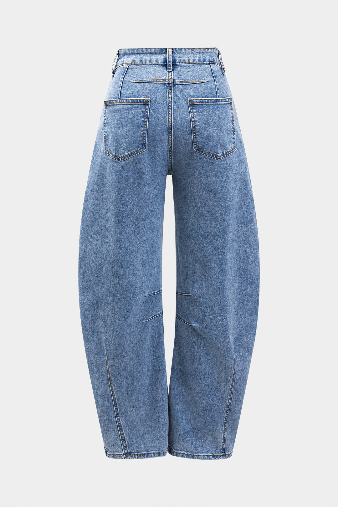 Denim Buton Cepli Geniş Paça Barrel Kot Pantolon