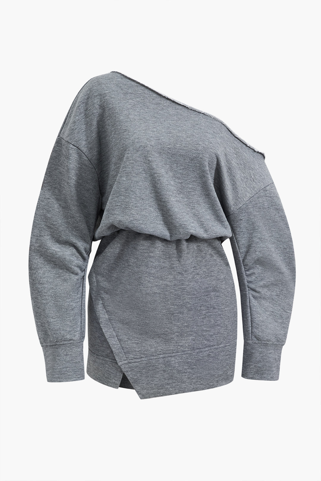 Siyah Asimetrik Uzun Kollu Polyester Elastane Elbise
