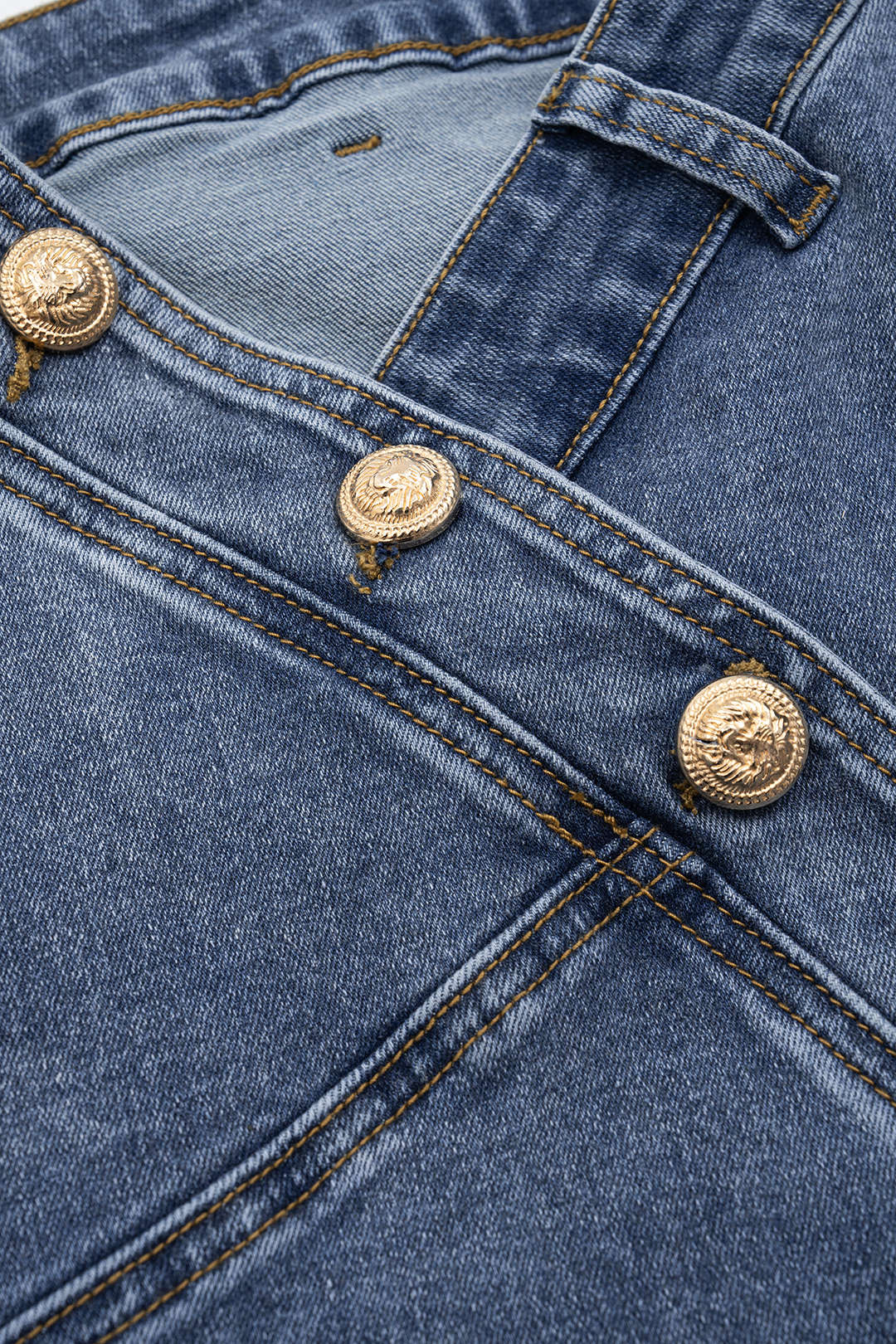Denim Asimetrik Düğmeli Etek