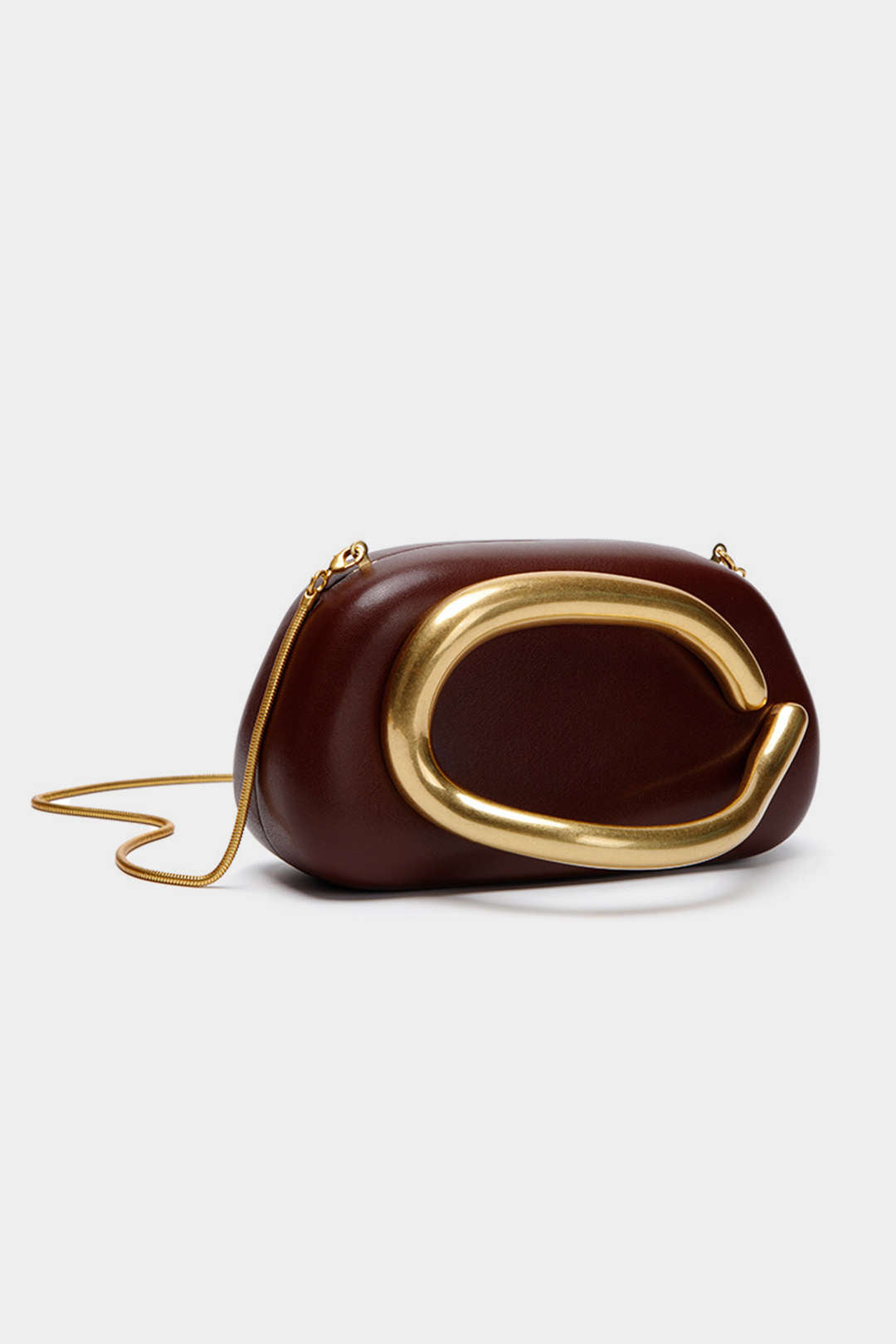 Suni Deri Metal Dekor Clutch Çanta