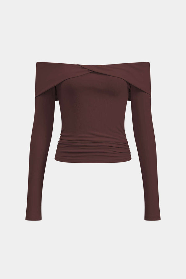 Omuz Açık Uzun Kollu Bluz Polyester Günlük Şık Tasarım