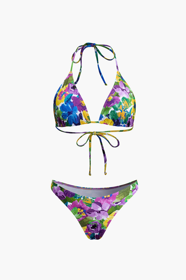 Çiçek Desenli Bikini Takımı Uyumlu Etek Kapak Ve Başörtüsü Ile