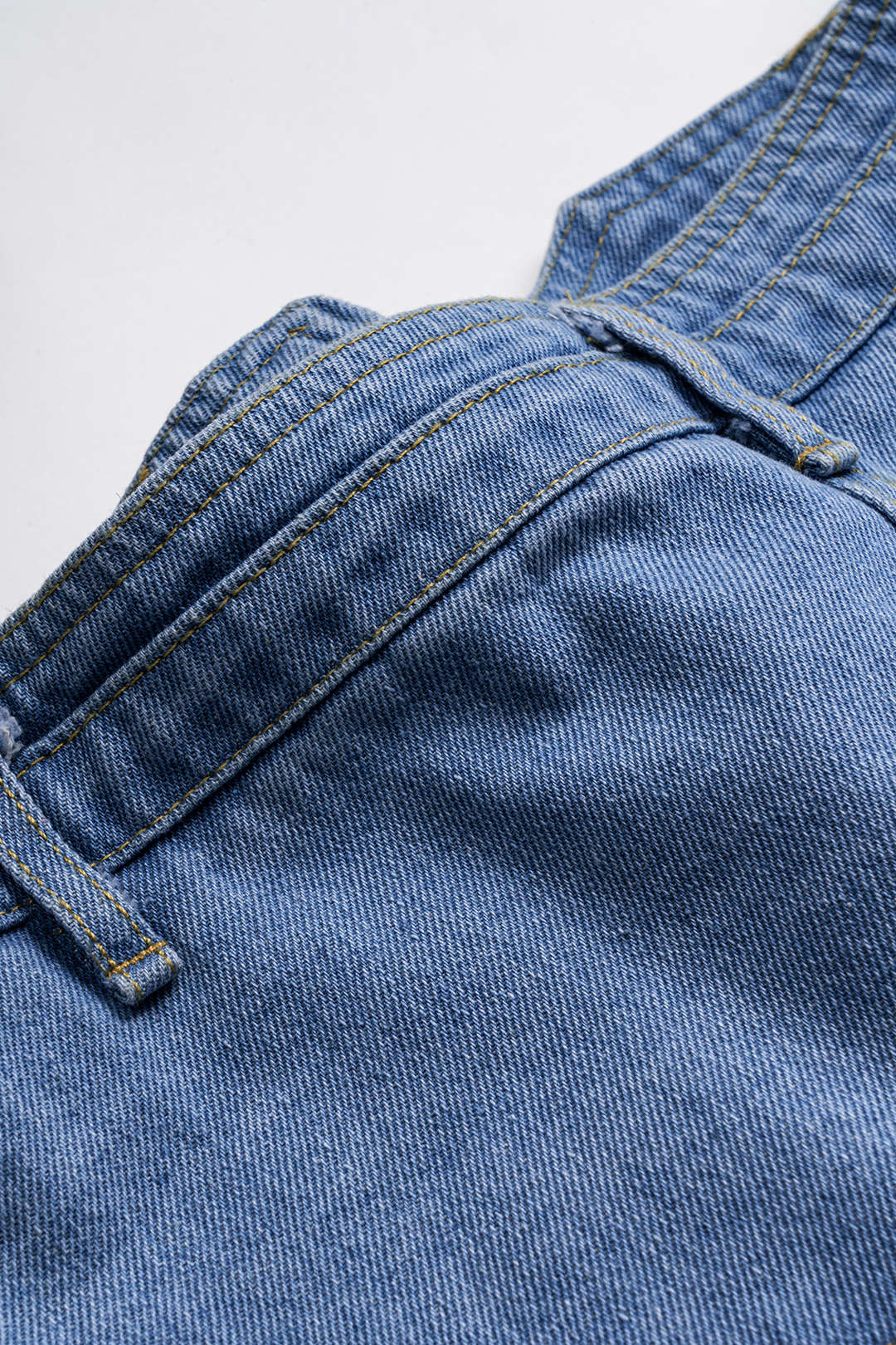 Denim Ağ Mesh Patchwork Kemerli Düğmeli Cepli Etek