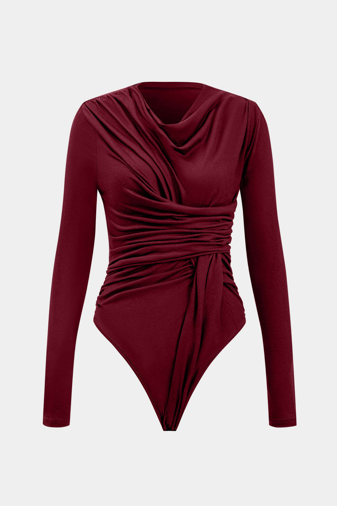 Örgü Büzgülü Uzun Kollu Bodysuit Kadın Modası Günlük Şık
