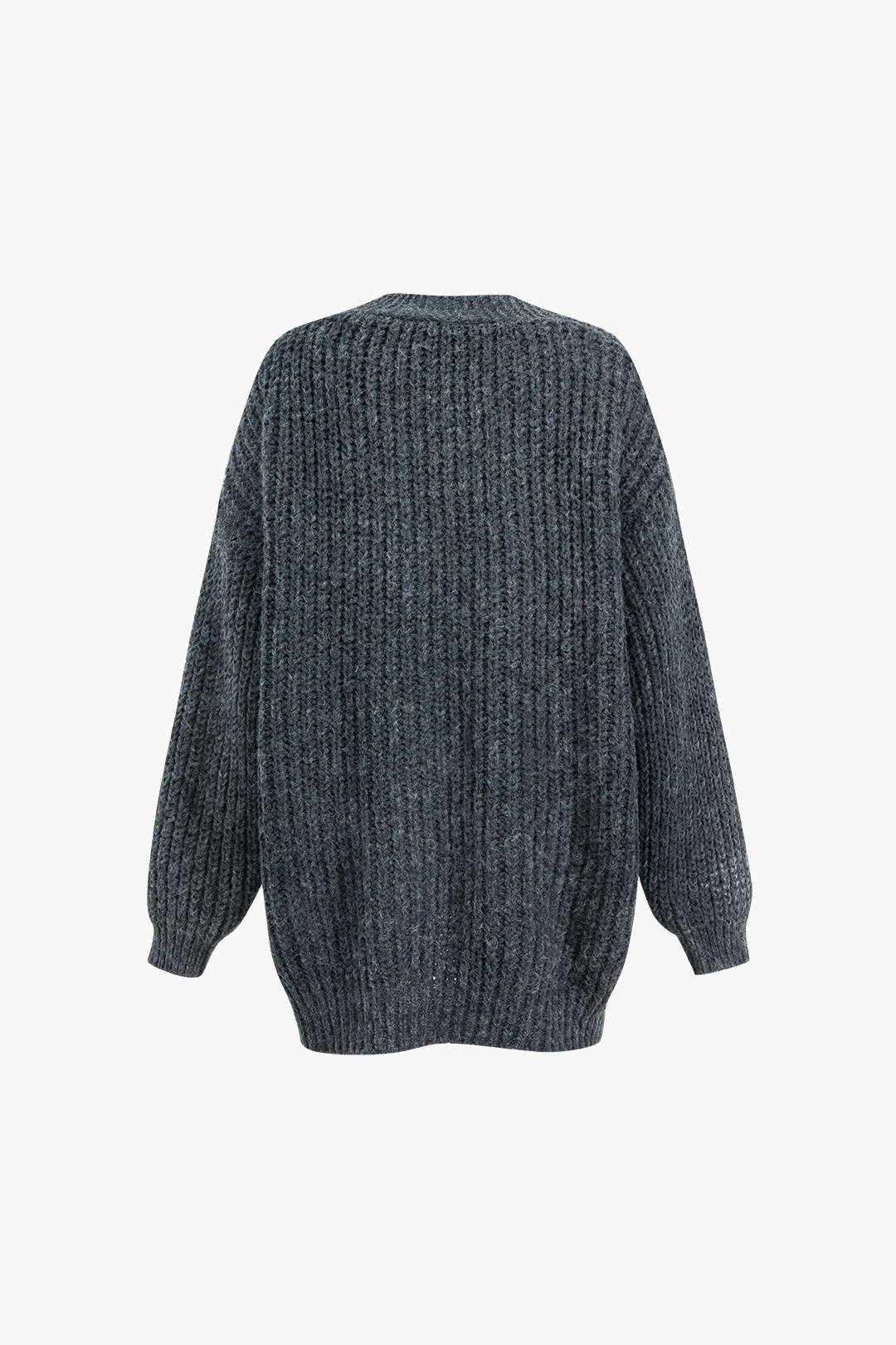 İndigo Patchwork Cepli Düğmeli Yün Karışımlı Şık Hırka