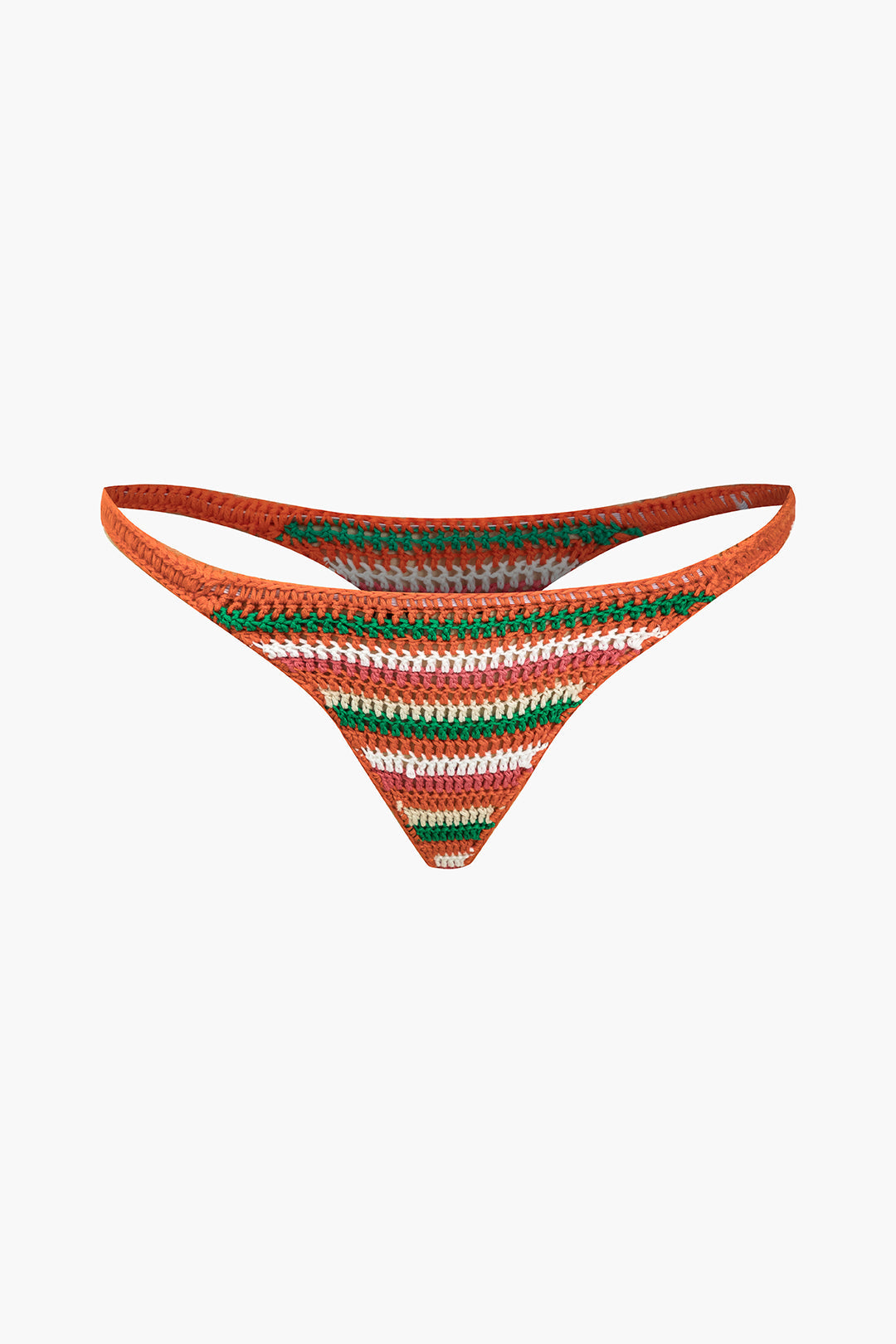 Gökkuşağı Çizgili Kroşe Bikini Seti
