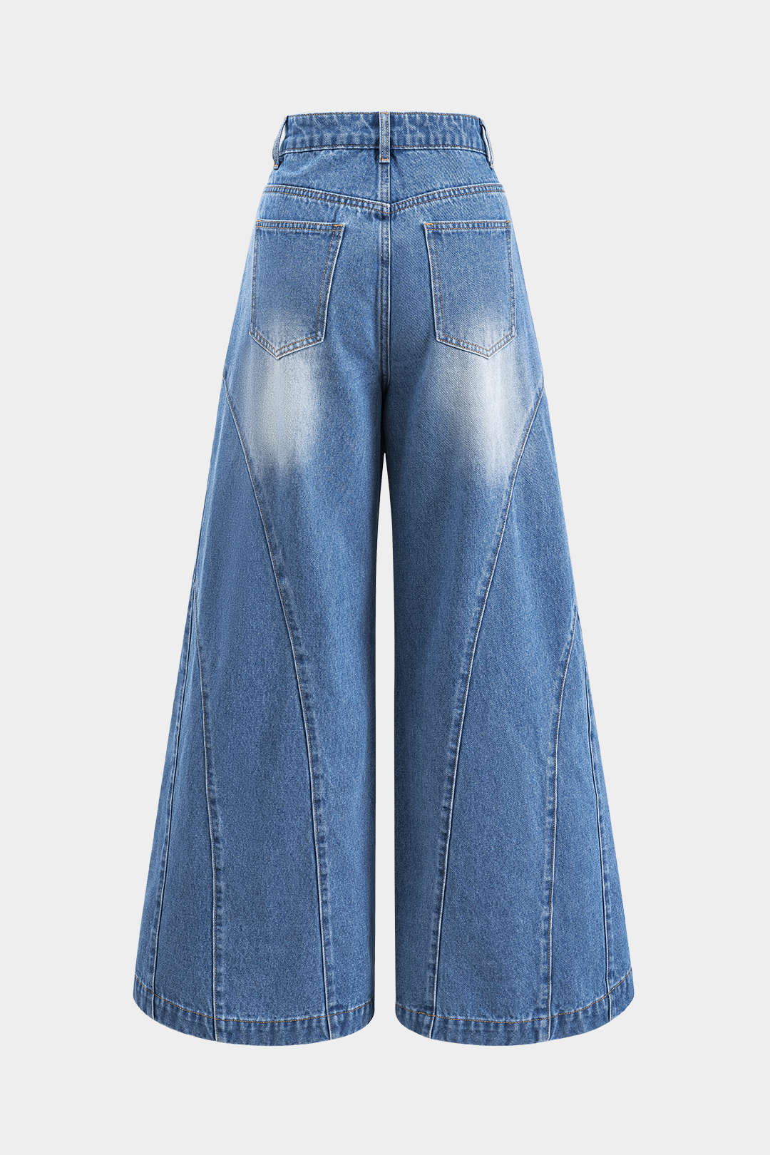 Lacivert Denim Yıkanmış Premium Geniş Paça Pantolon