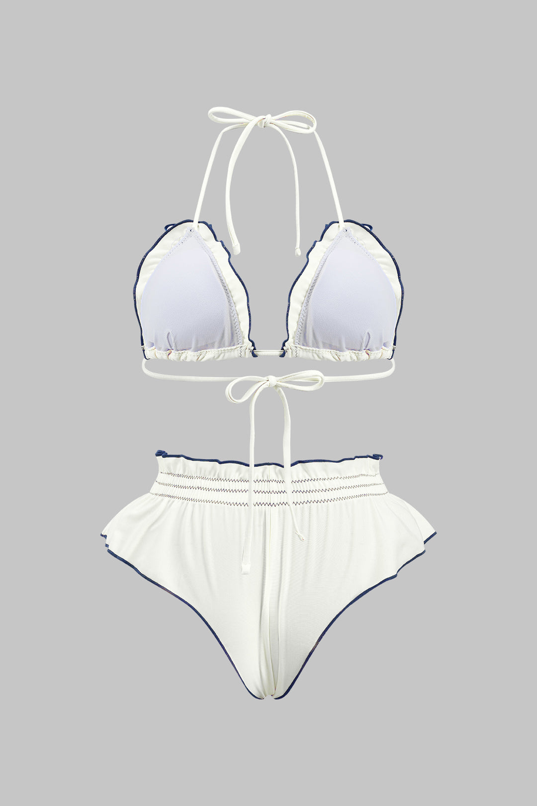 Volanlı Kırışık Bikini Seti