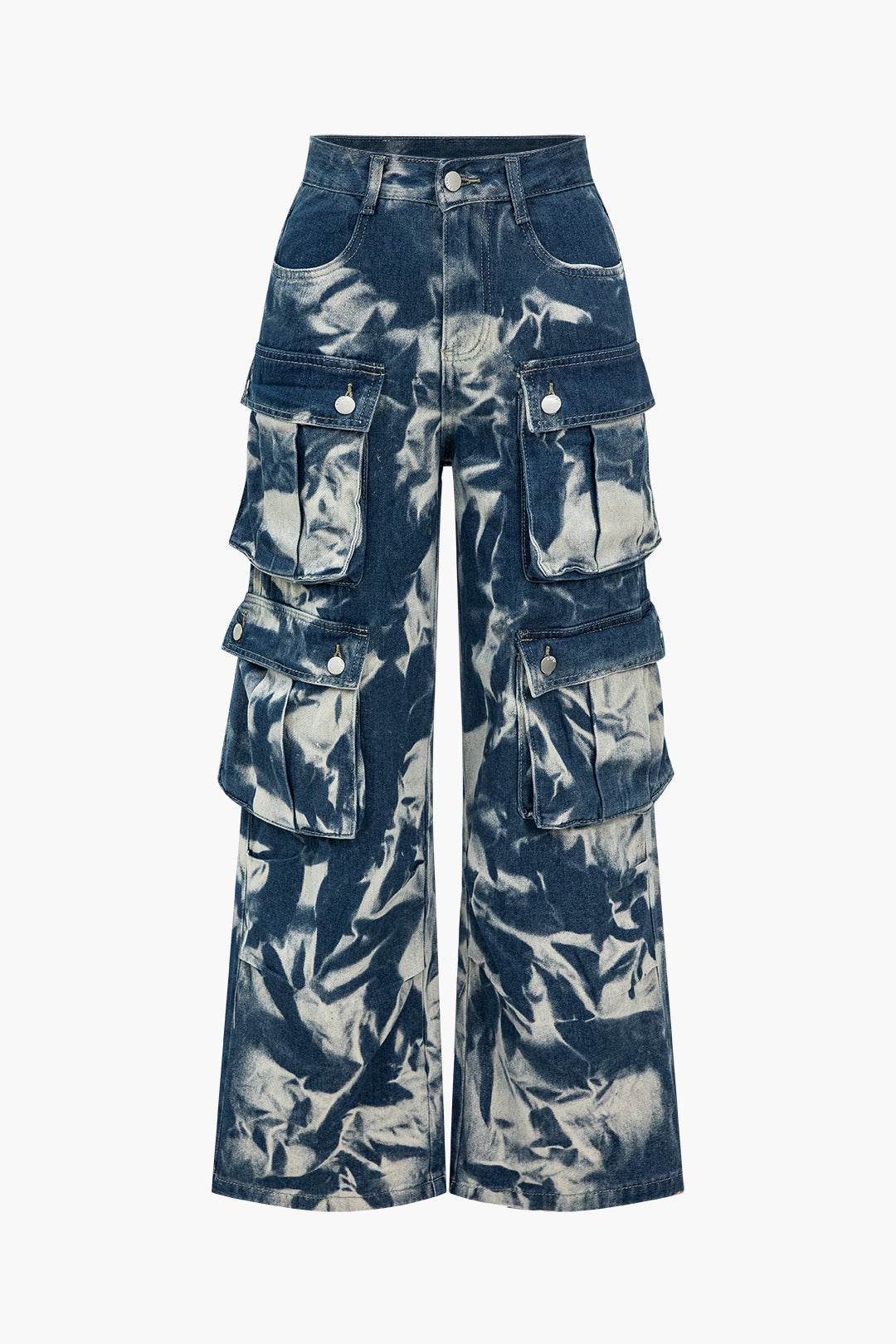 Batık Desenli (Tie Dye) Kapaklı Cepli Kargo Jean