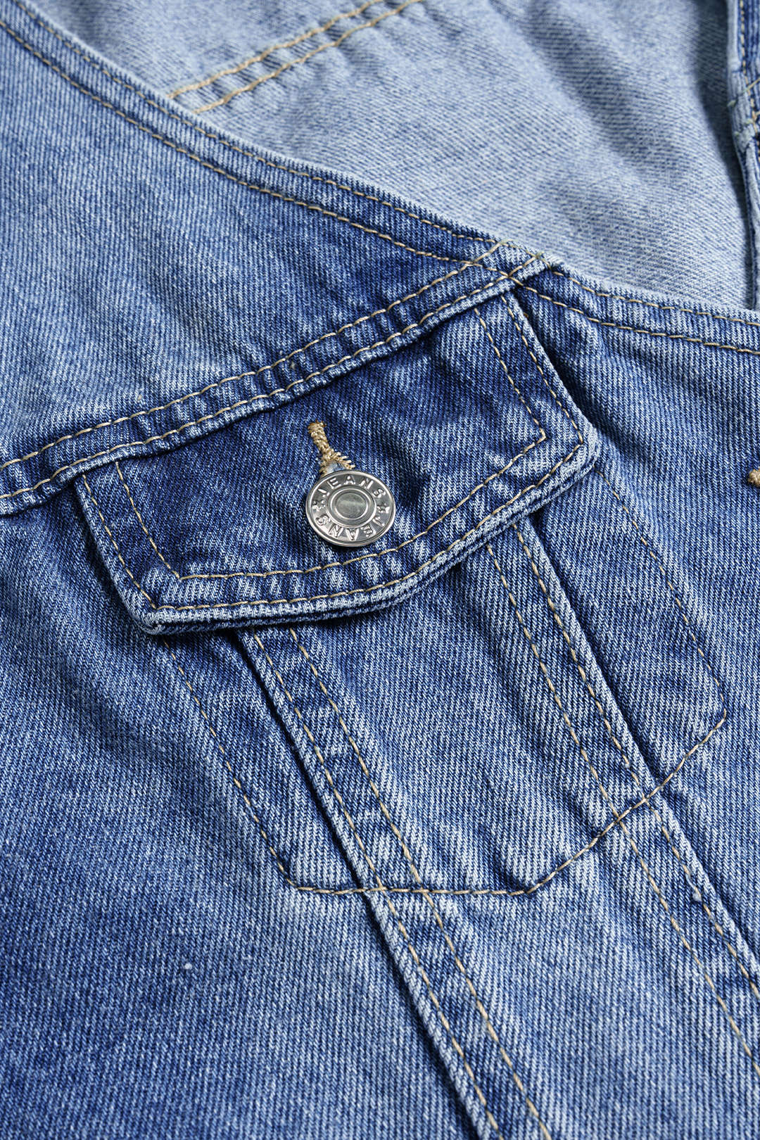 Lacivert Denim Düğmeli V Yaka Yelek