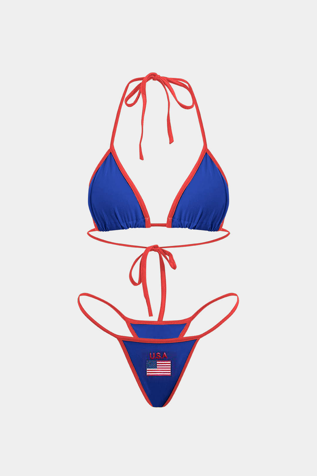 Jamaika İşlemeli Kontrast Bikini Seti