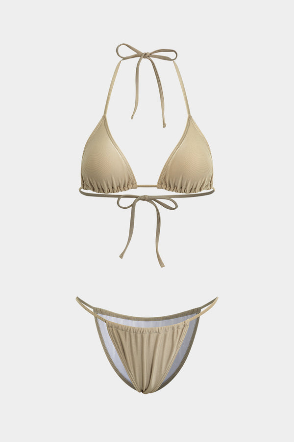 Halter Bikini Ve Tie Dye Pareo 3 Parça Set