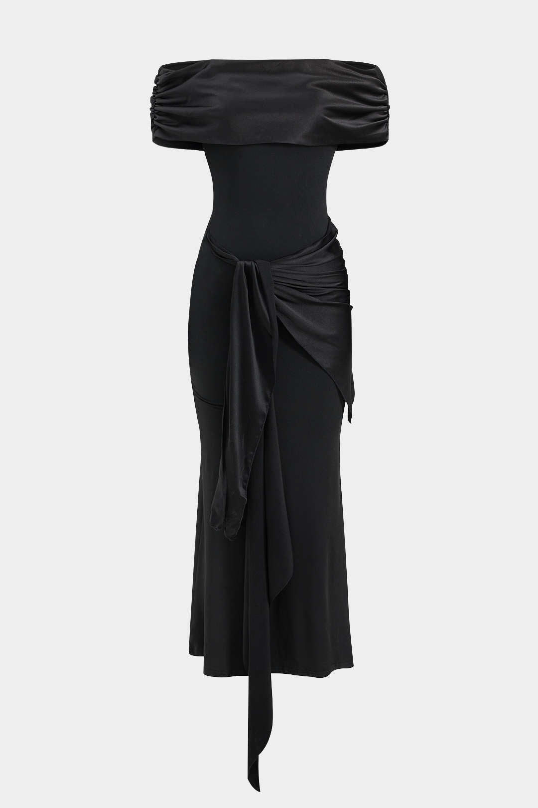 Koyu Lacivert Patchwork Desenli Maxi Polyester Elbise